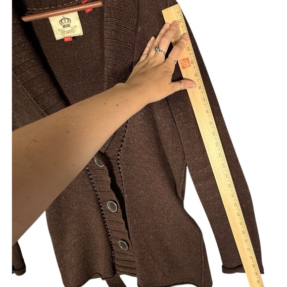 Esprit Y2K Merino Wool Blend Shawl Collar Cardigan Belted Brown M - Picture 9 of 14